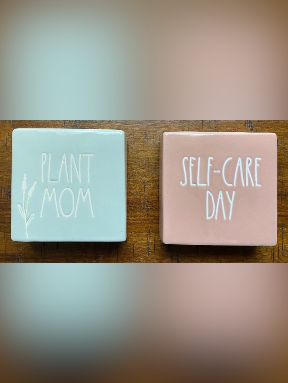 •NEW•{2} Rae Dunn Ceramic Signs/Paper Weighs Decor- Self-Care & Plant Mom